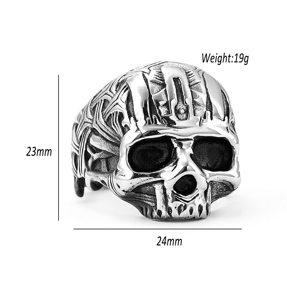 Anillo Calavera Tejido Gótico