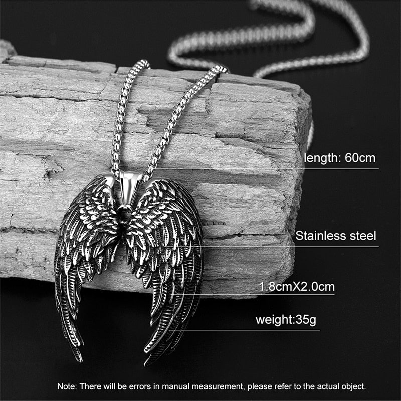 철 전사 천사 날개 목걸이