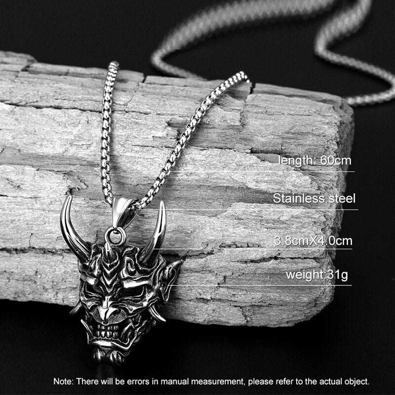 Samurai-Masken-Halskette aus Stahl