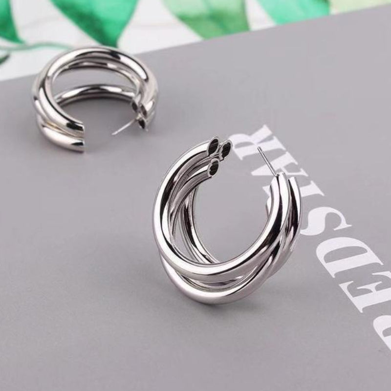 Multilayer C-ring earring