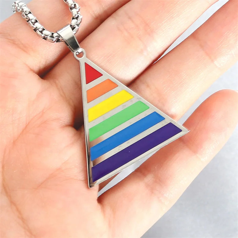 LGBP Titanium Steel Triangle Rainbow Necklace