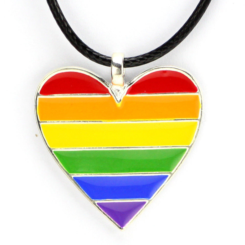 LGBP Rainbow love pendant steel necklace