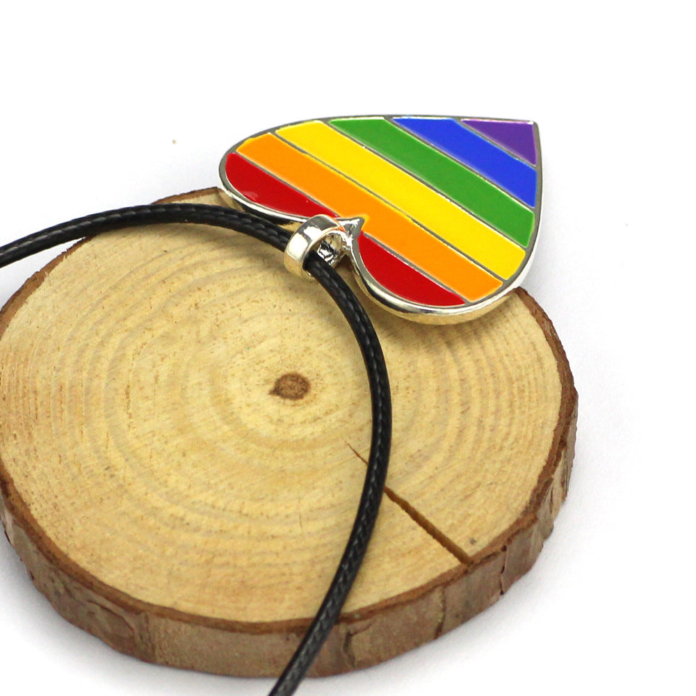 LGBP Rainbow love pendant steel necklace