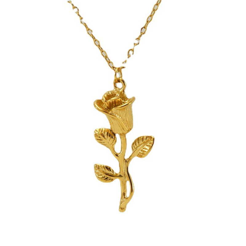 Simple Gold Rose Necklace