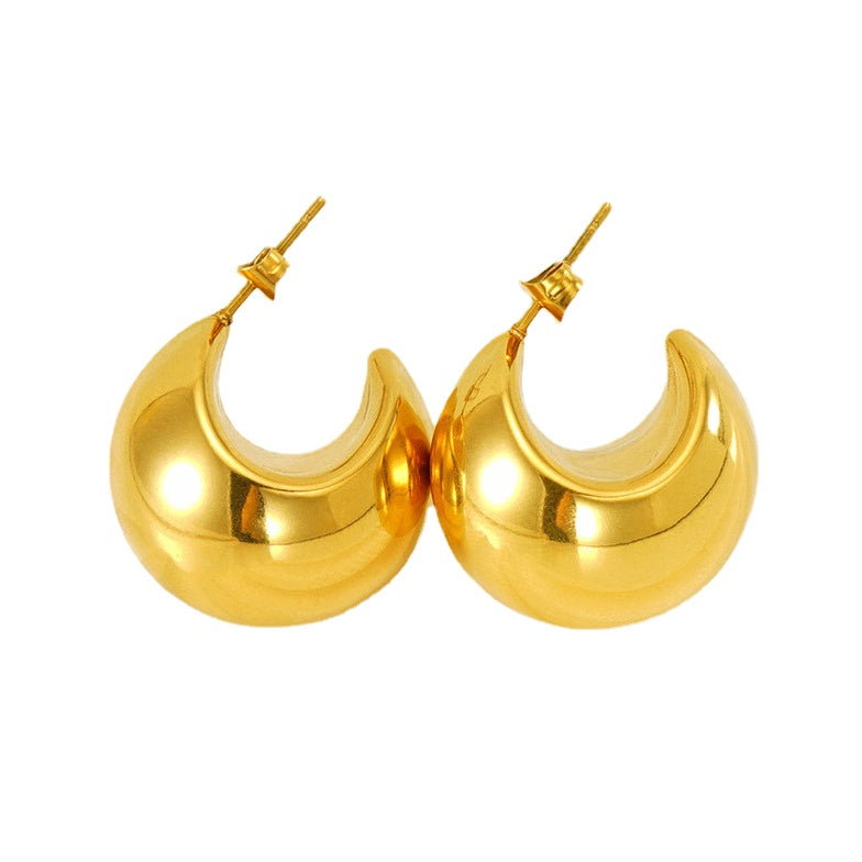 Hollow c-shaped earring