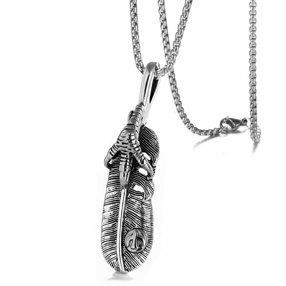 Steel feather talons with necklaces