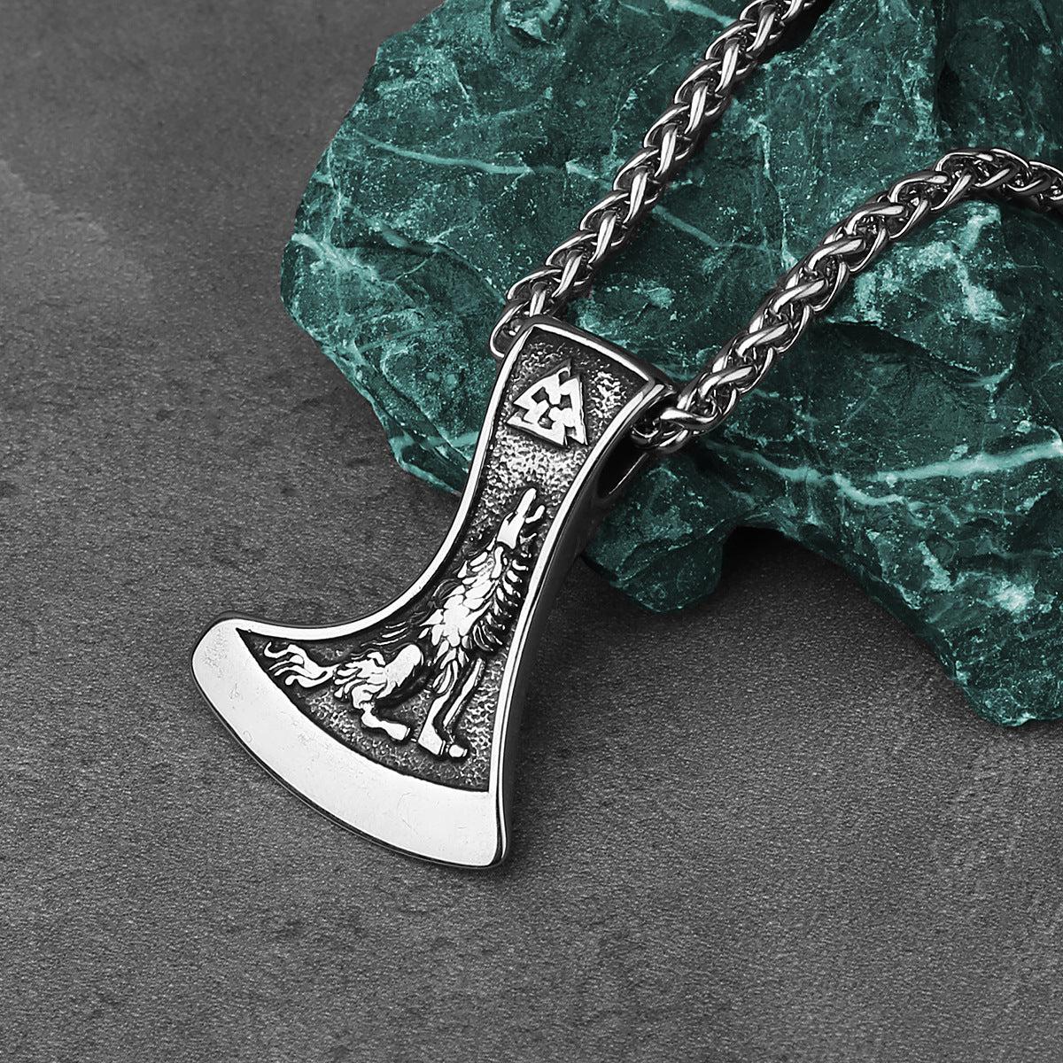 Goth Axe Crow Necklace