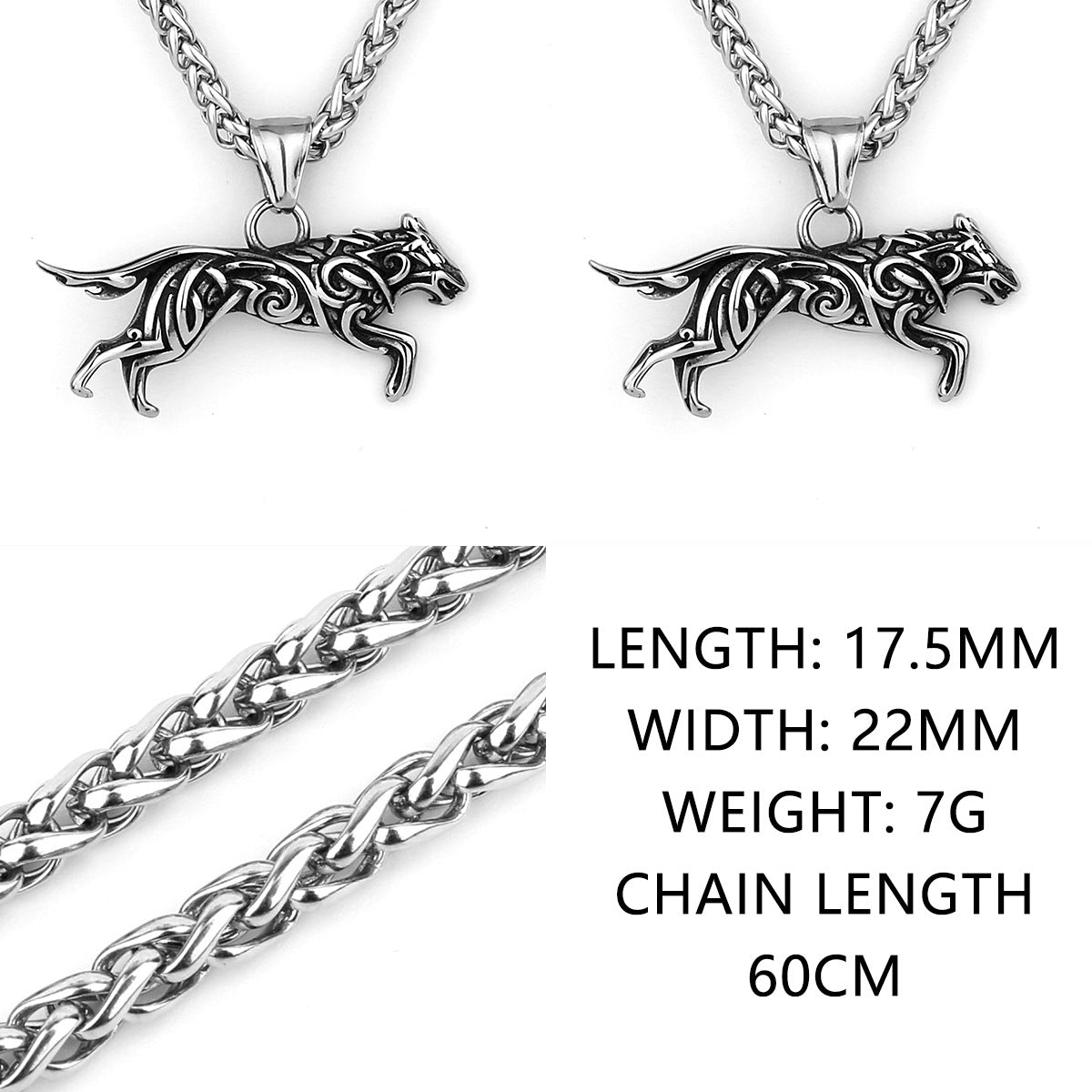 Goth Celtic Wolf Necklace