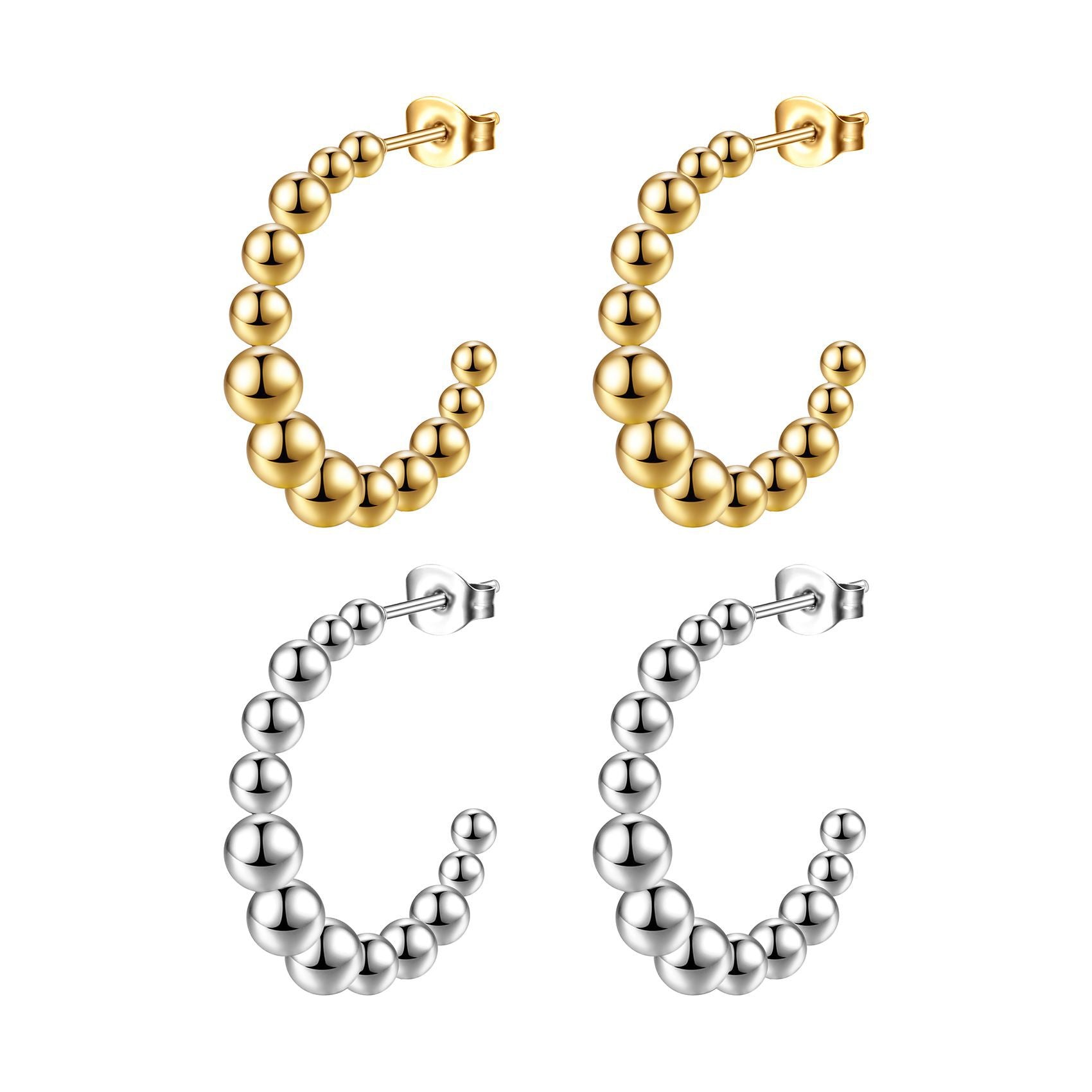 Golden Steel Ball C Shape Earring