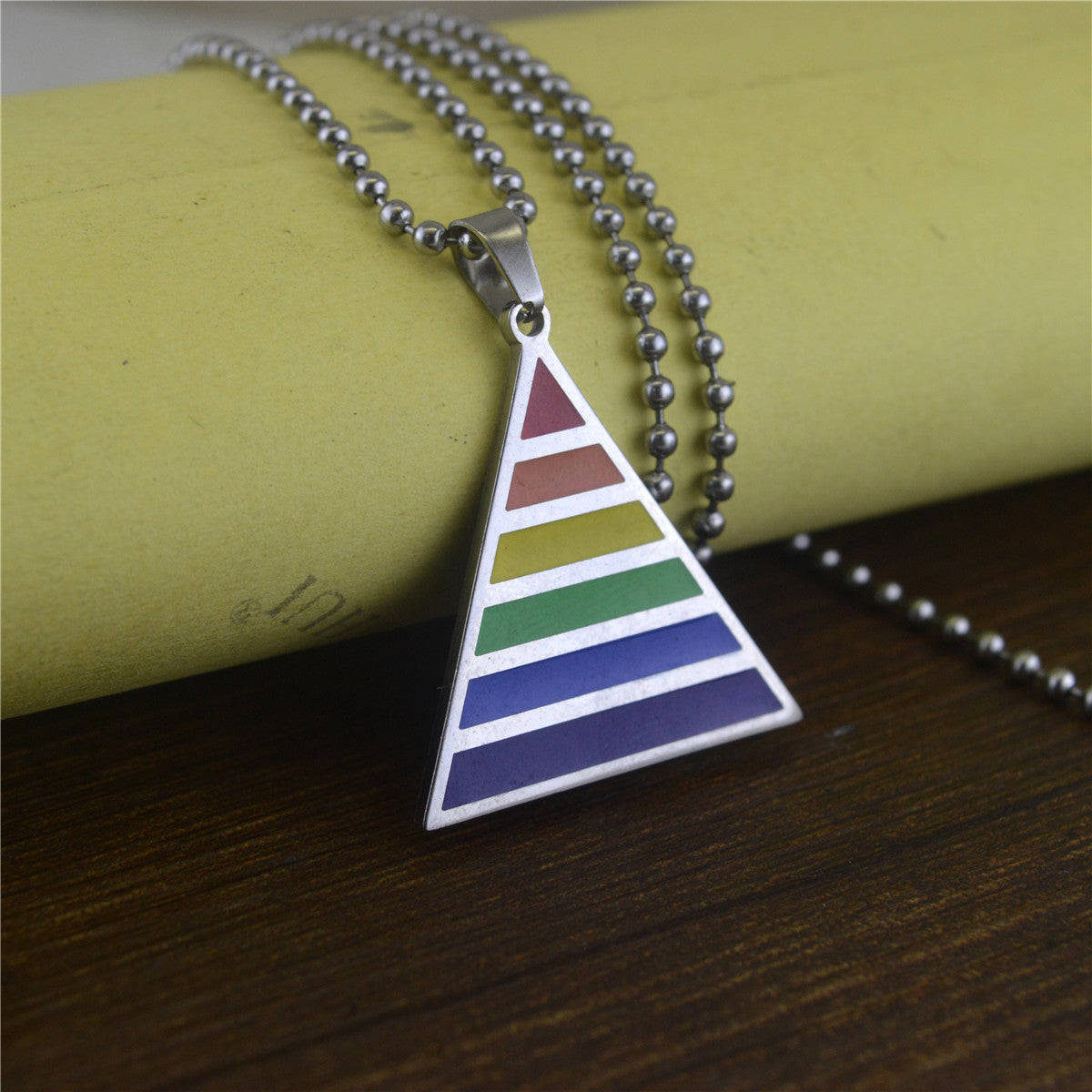 LGBP Titanium Steel Triangle Rainbow Necklace