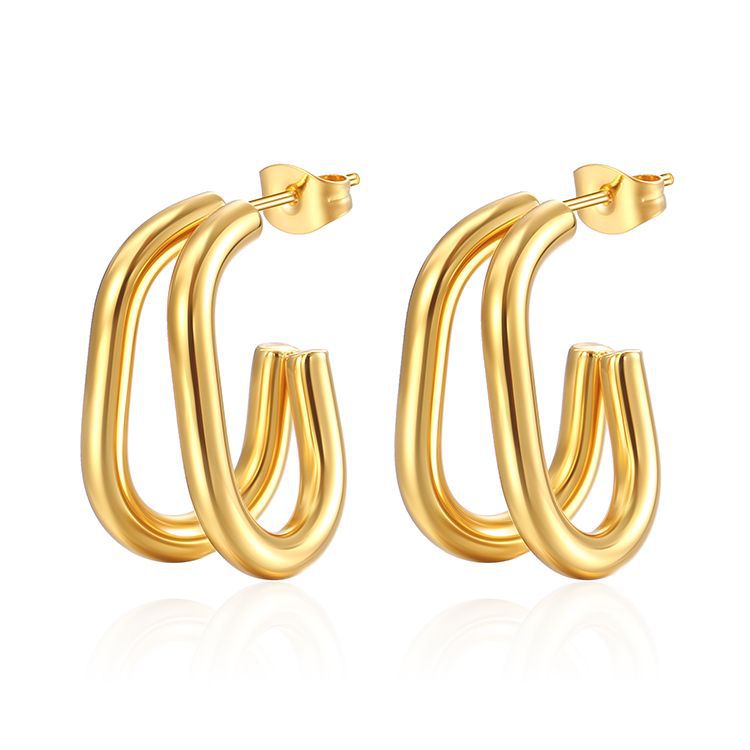 Oval two-thread earring