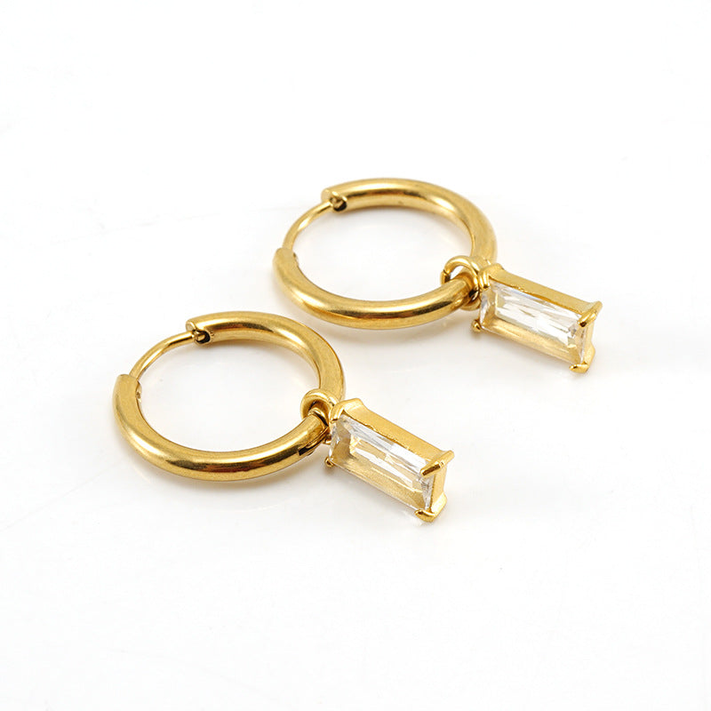 Minimalist square zircon earring