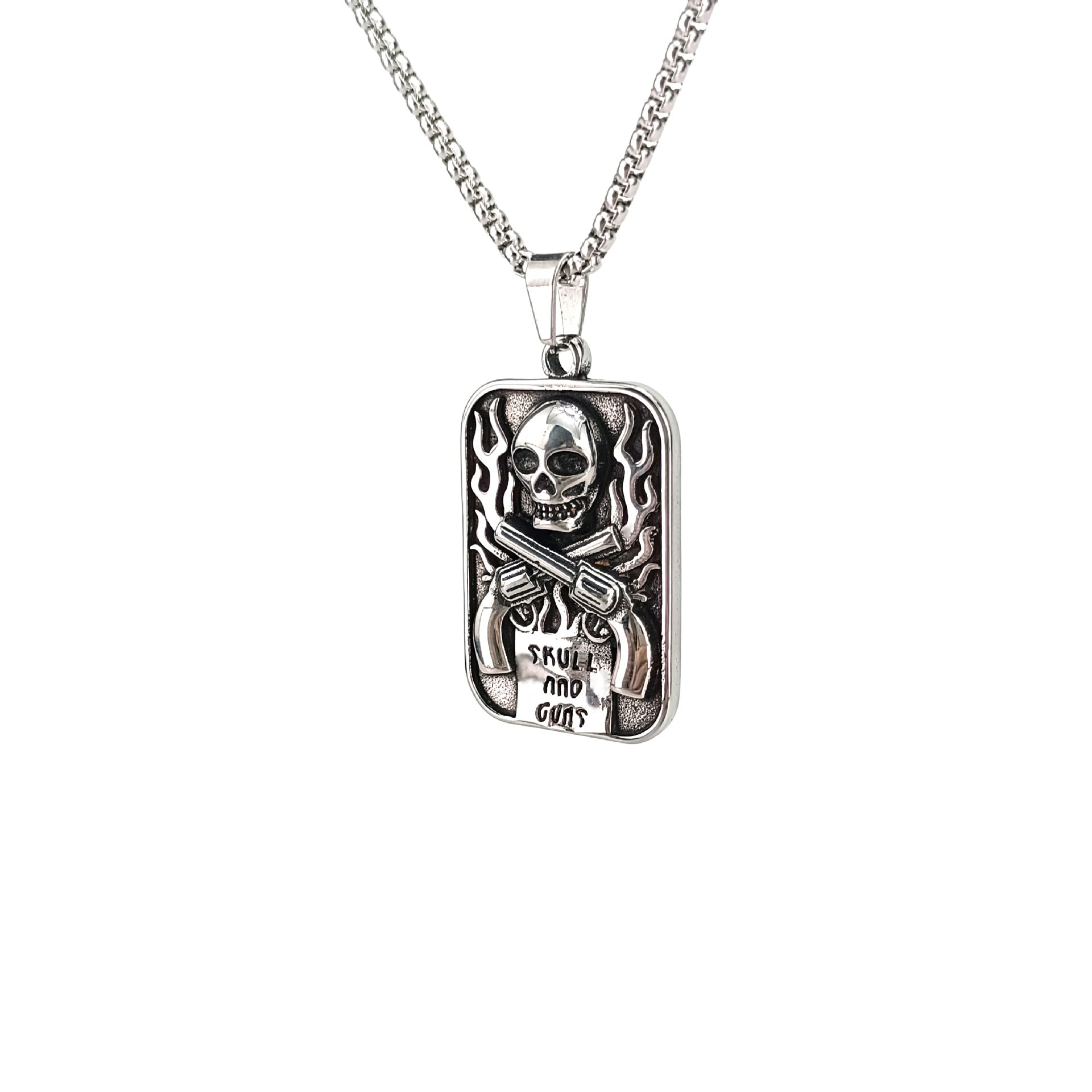 Skull military card necklace