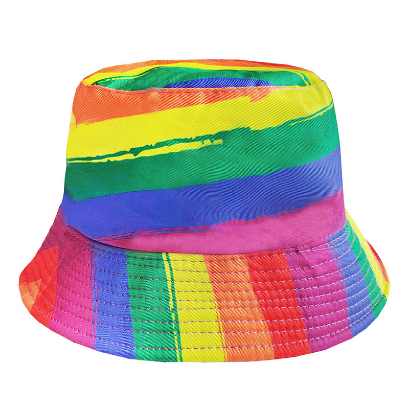 LGBP Spliced flat top rainbow hat