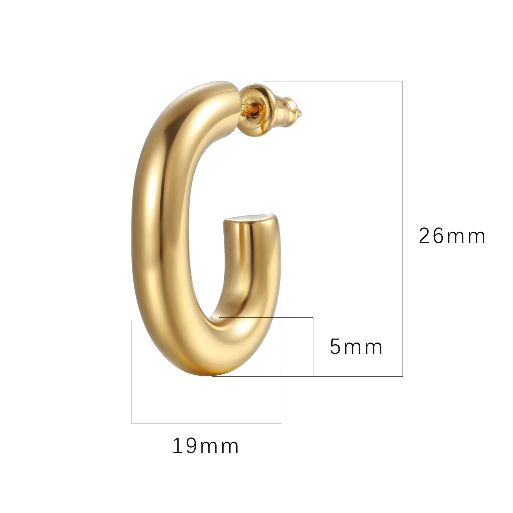 Elliptical geometric C-shaped earring