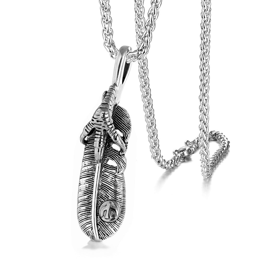 Steel feather talons with necklaces