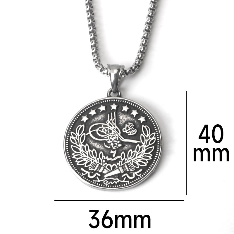 Printed coin round card Necklace