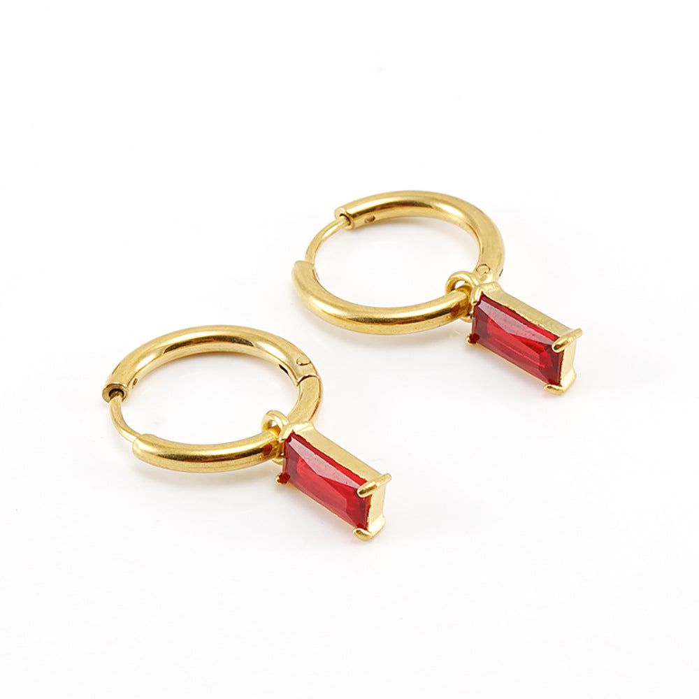 Minimalist square zircon earring