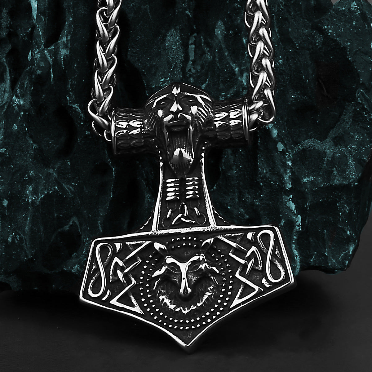 Goth Wolf Anchor Necklace