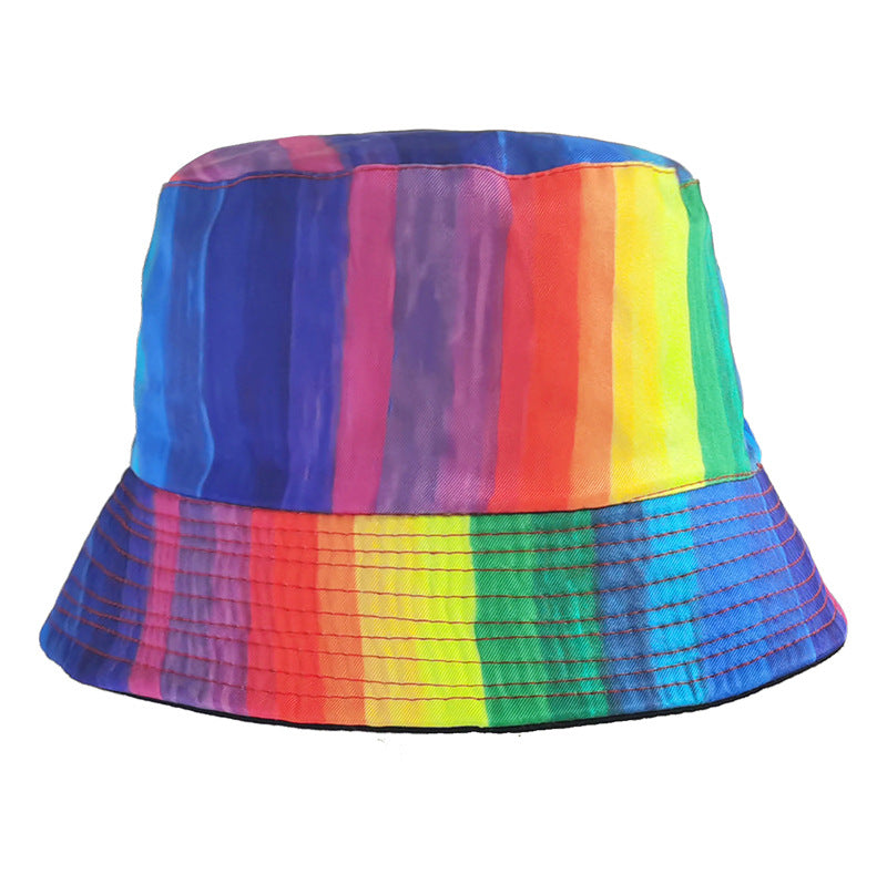 LGBP Spliced flat top rainbow hat