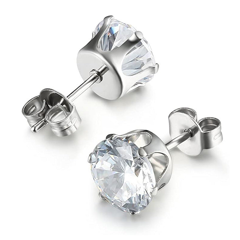 Zircon vacuum fine needle integrated earring