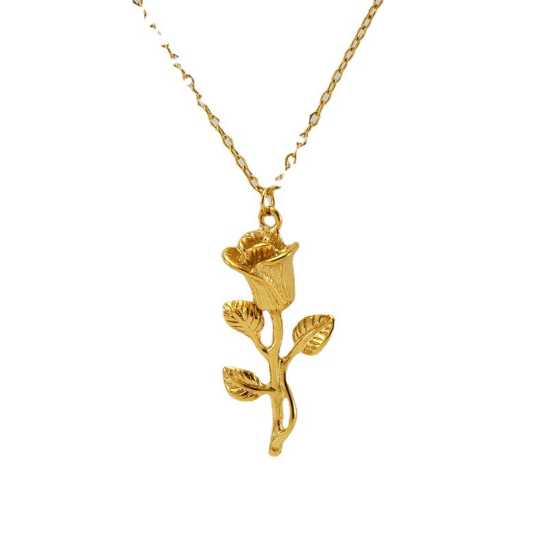 Simple Gold Rose Necklace