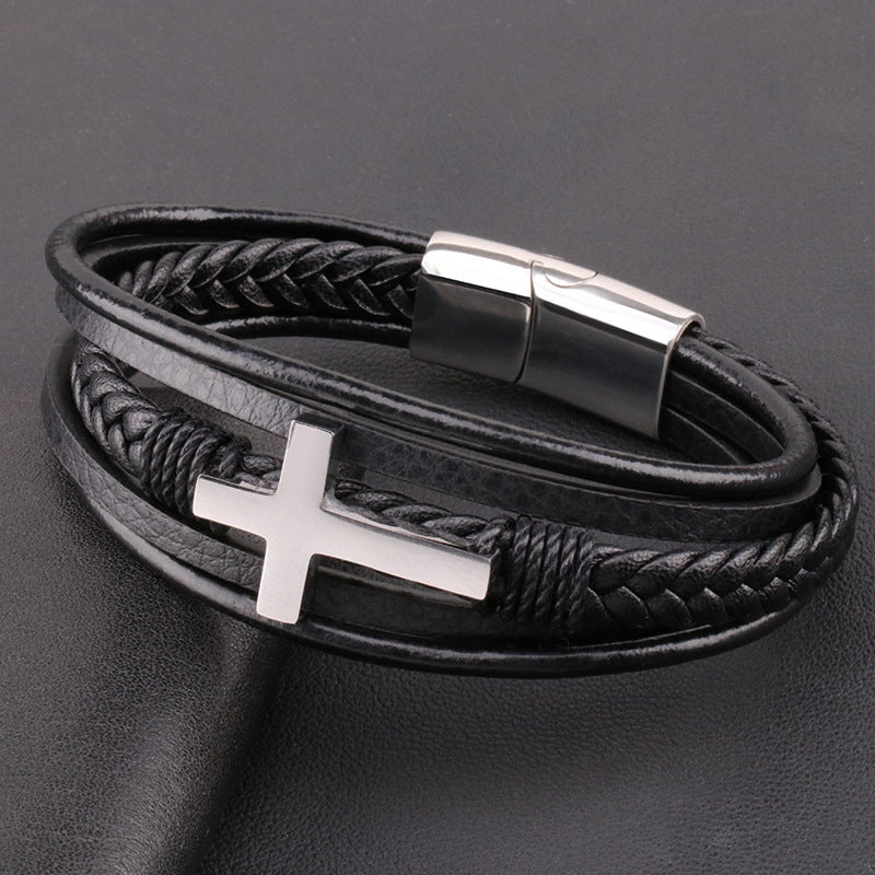 Cross Leather Bracelet