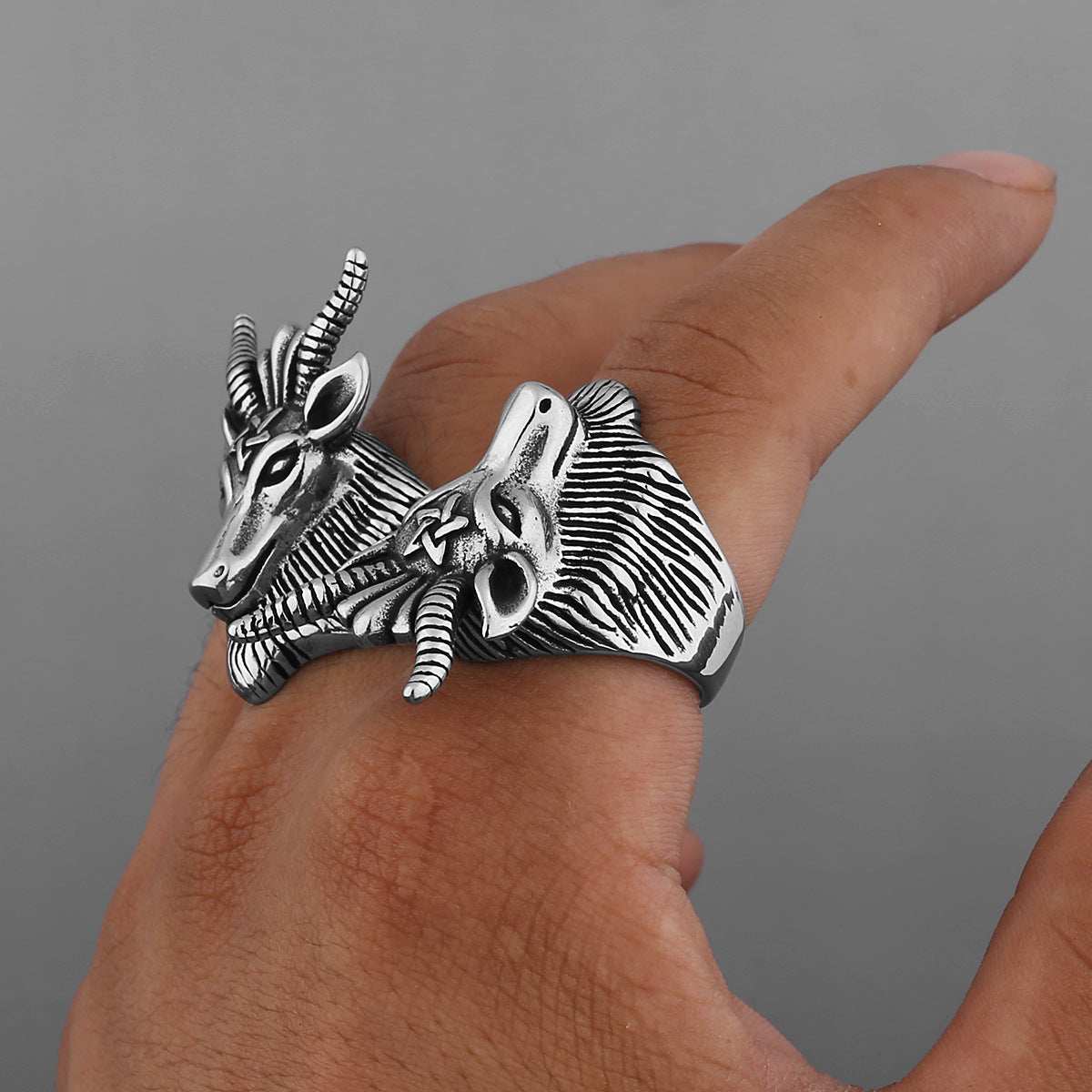 Goth Satanic Ram Ring