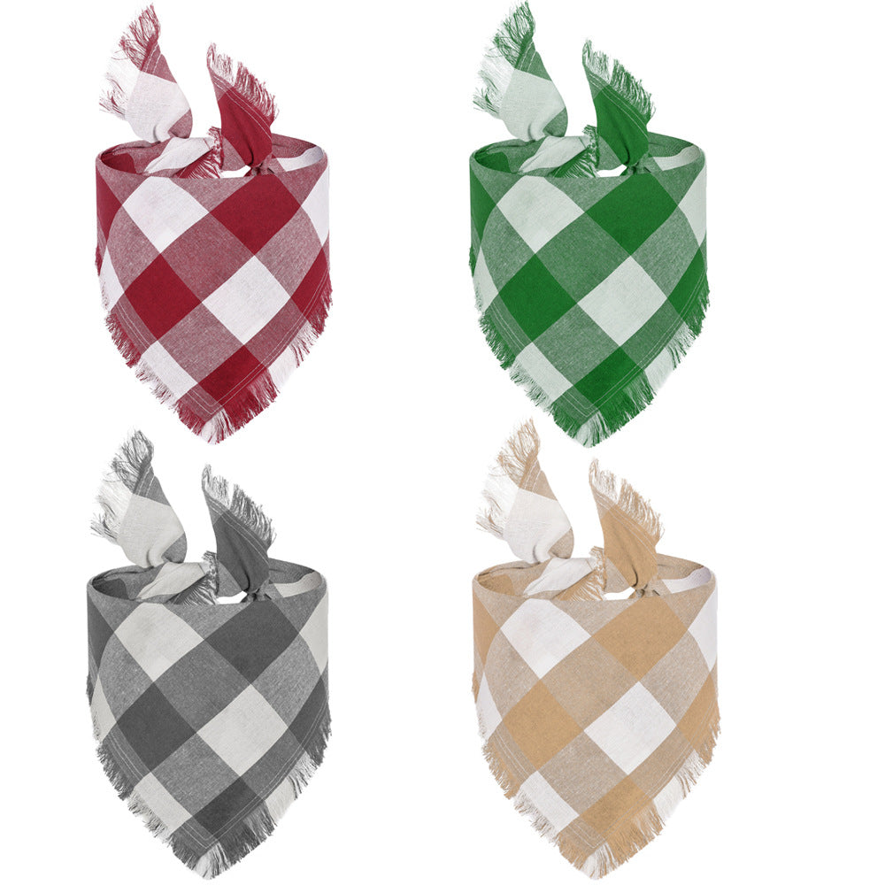 Plaid tassel Pet Bandanas