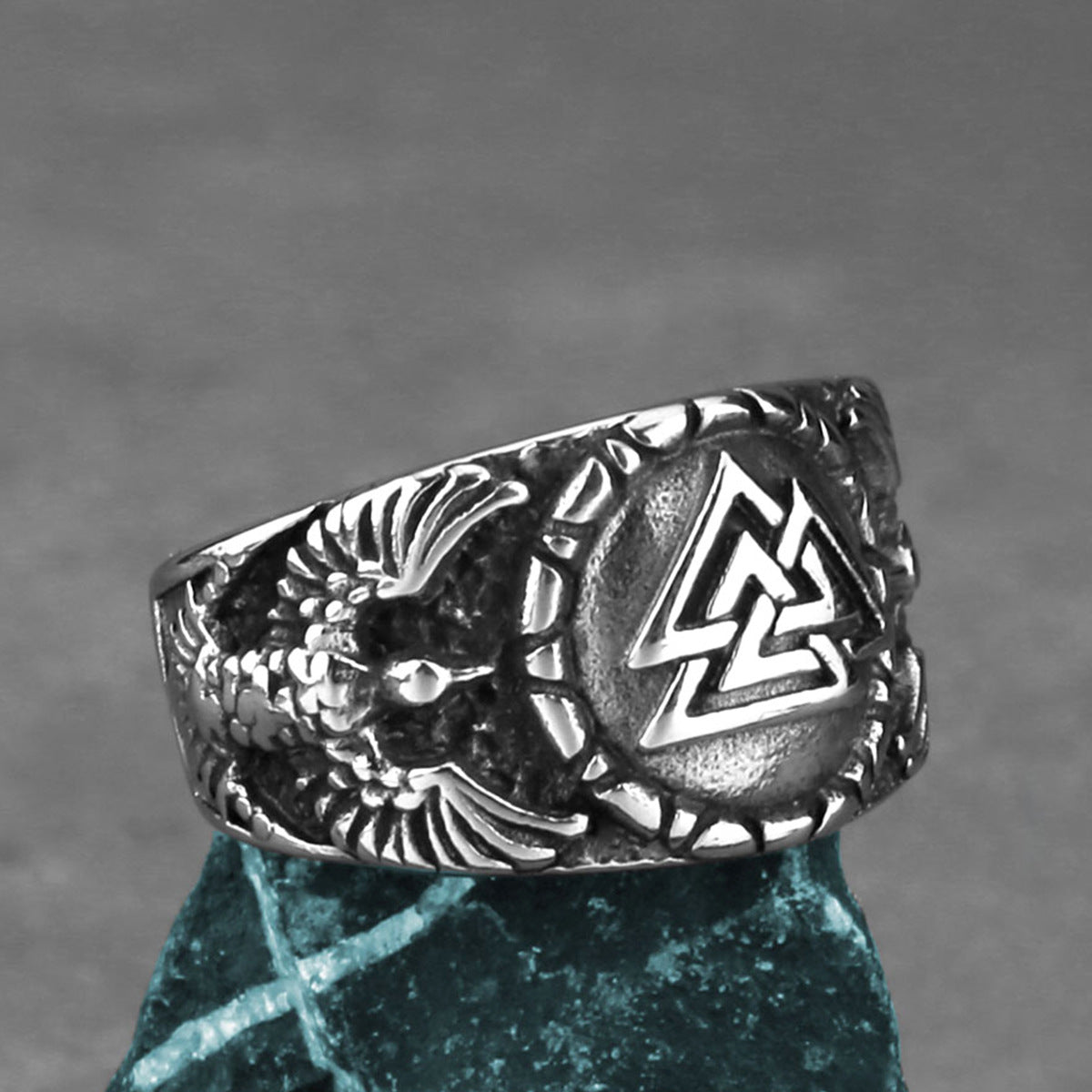 Triangle Rune Crow Ring