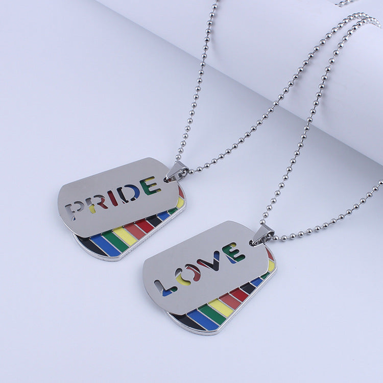 LGBP Rainbow military brand double necklace