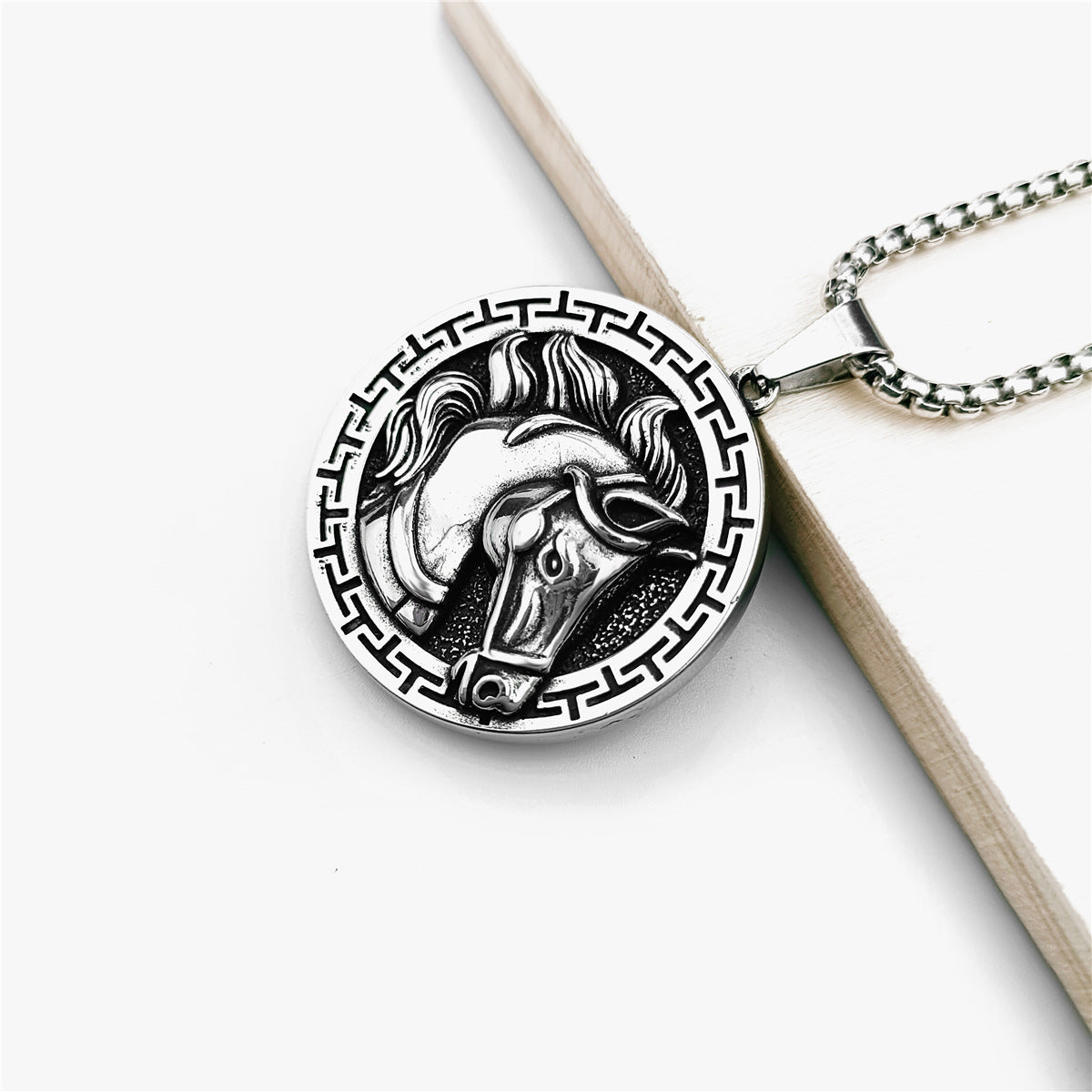 Horsehead tag necklace