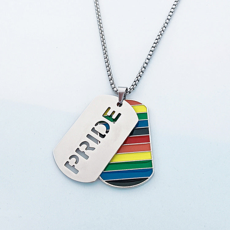 LGBP Rainbow military brand double necklace