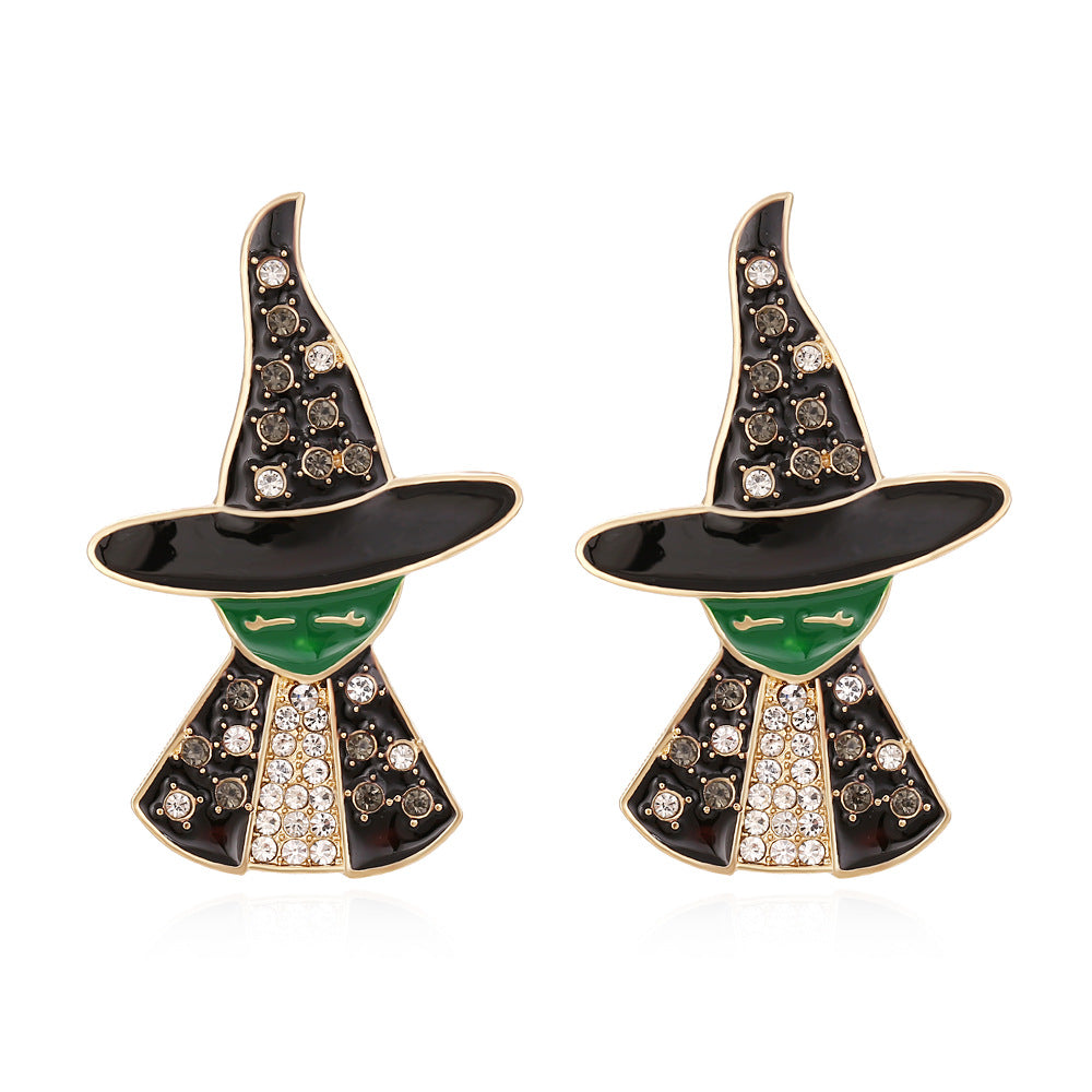 Halloween Witch Diamond Earrings