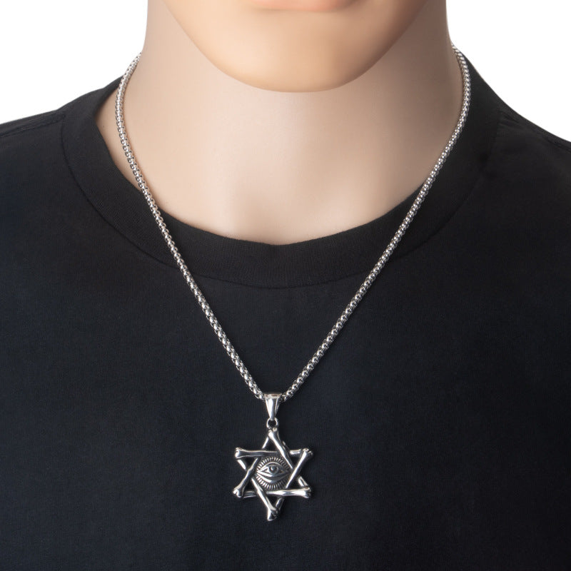 Devil's Eye Hollow Six Point Star Necklace