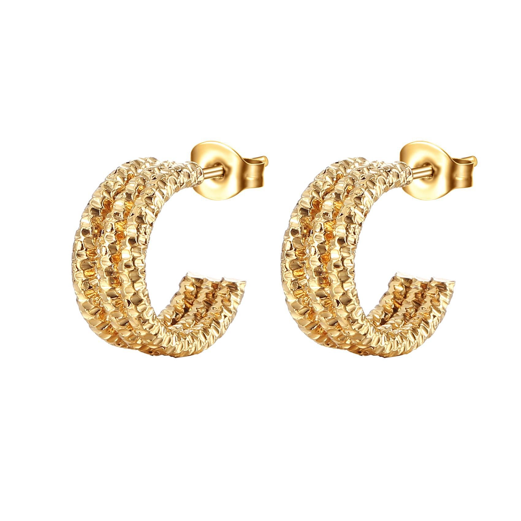 Gold multi-layer C-shaped earring