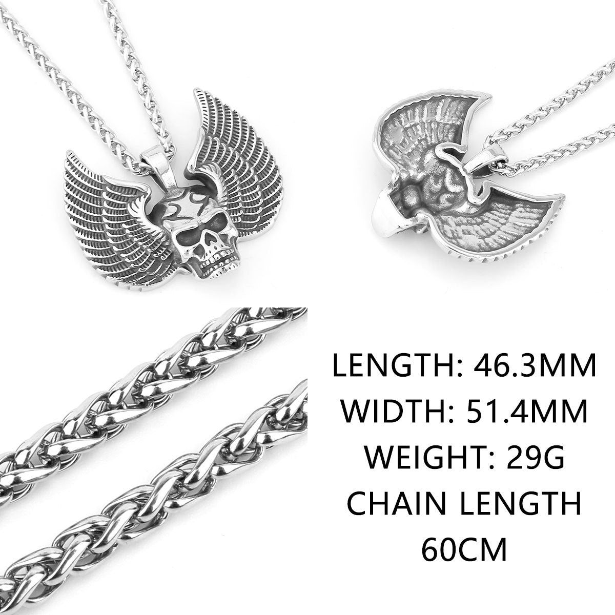 Twin Winged Skeleton Necklace