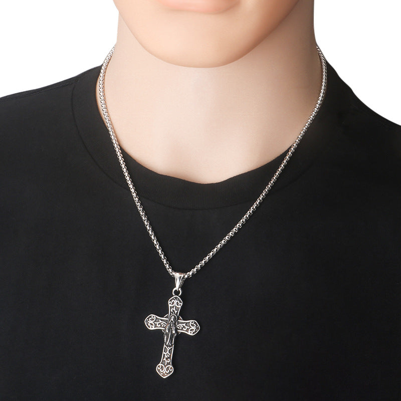 Classic floral cross necklace