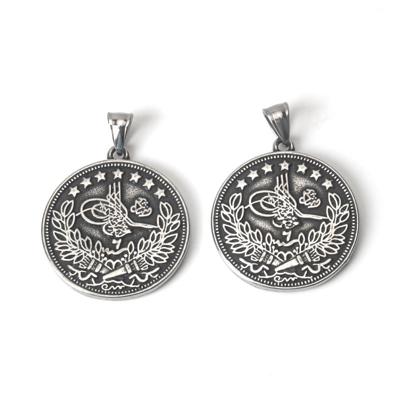 Printed coin round card Necklace