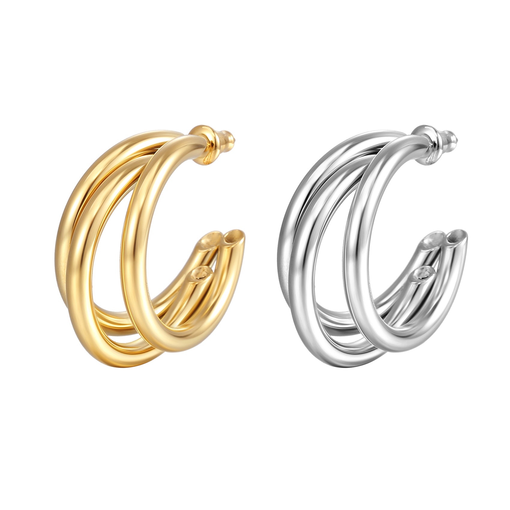 Multilayer C-ring earring