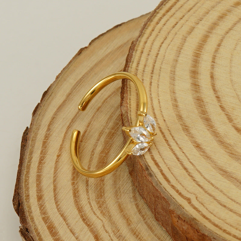 Zircon Maple Leaf Ring