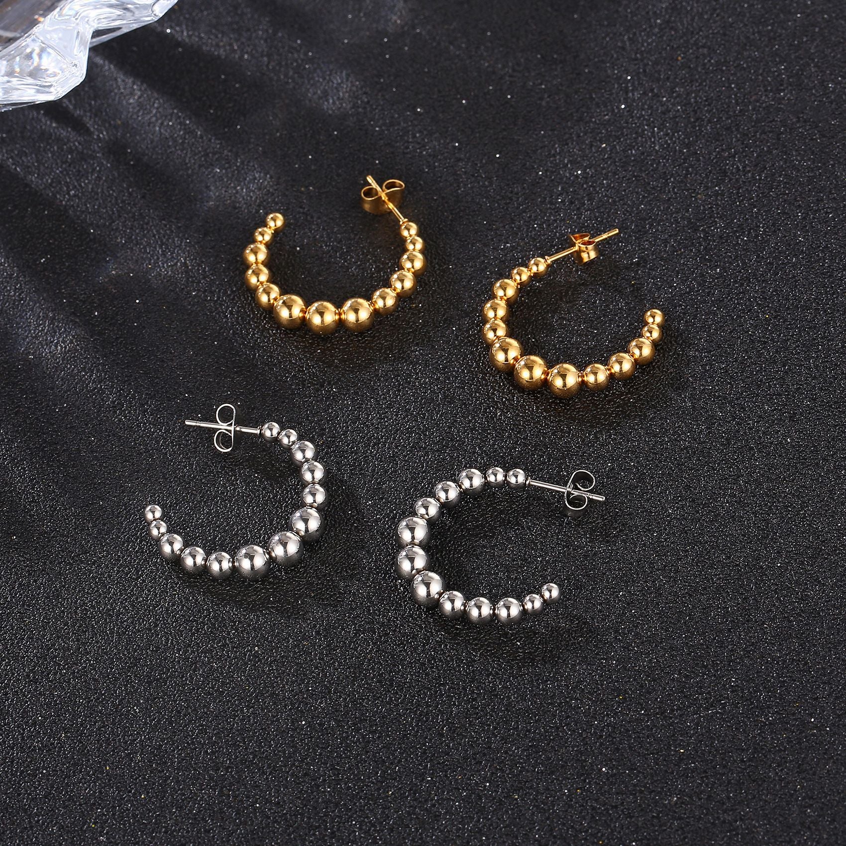 Golden Steel Ball C Shape Earring