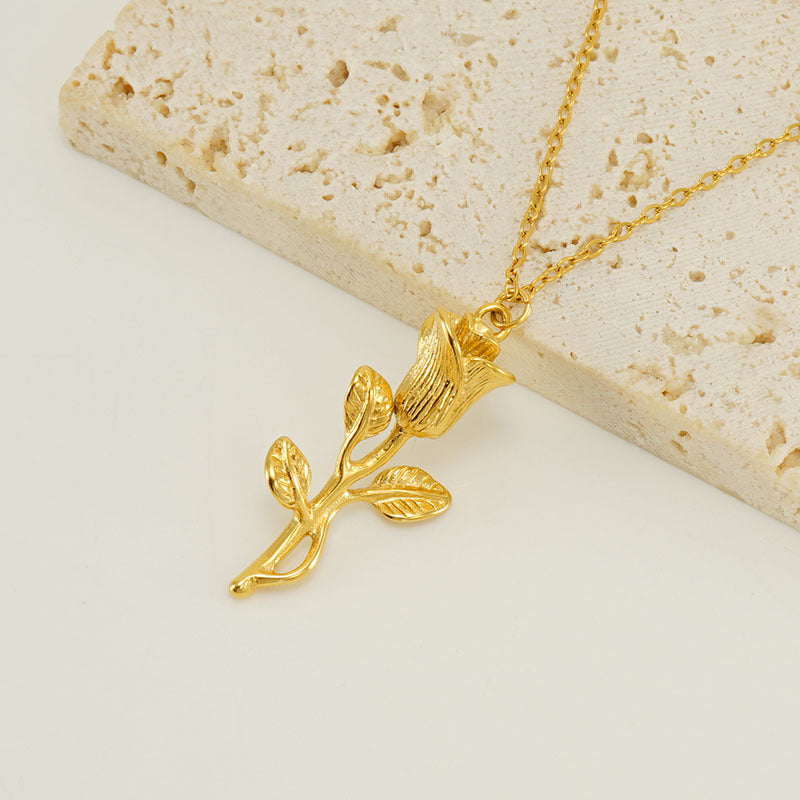 Simple Gold Rose Necklace