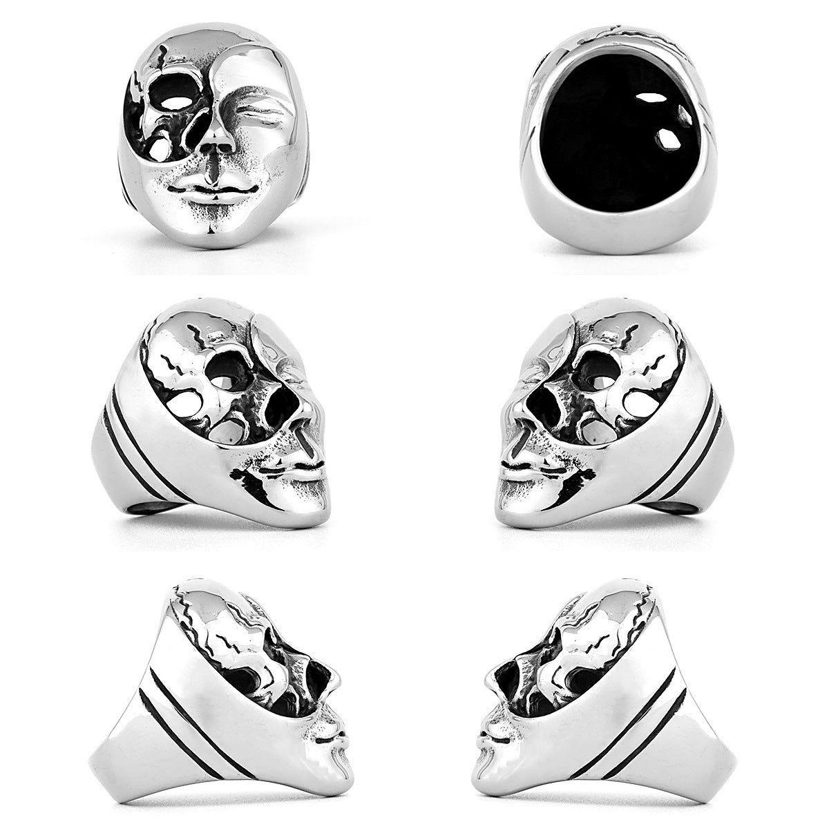 Yin Yang Double Sided Skull Ring