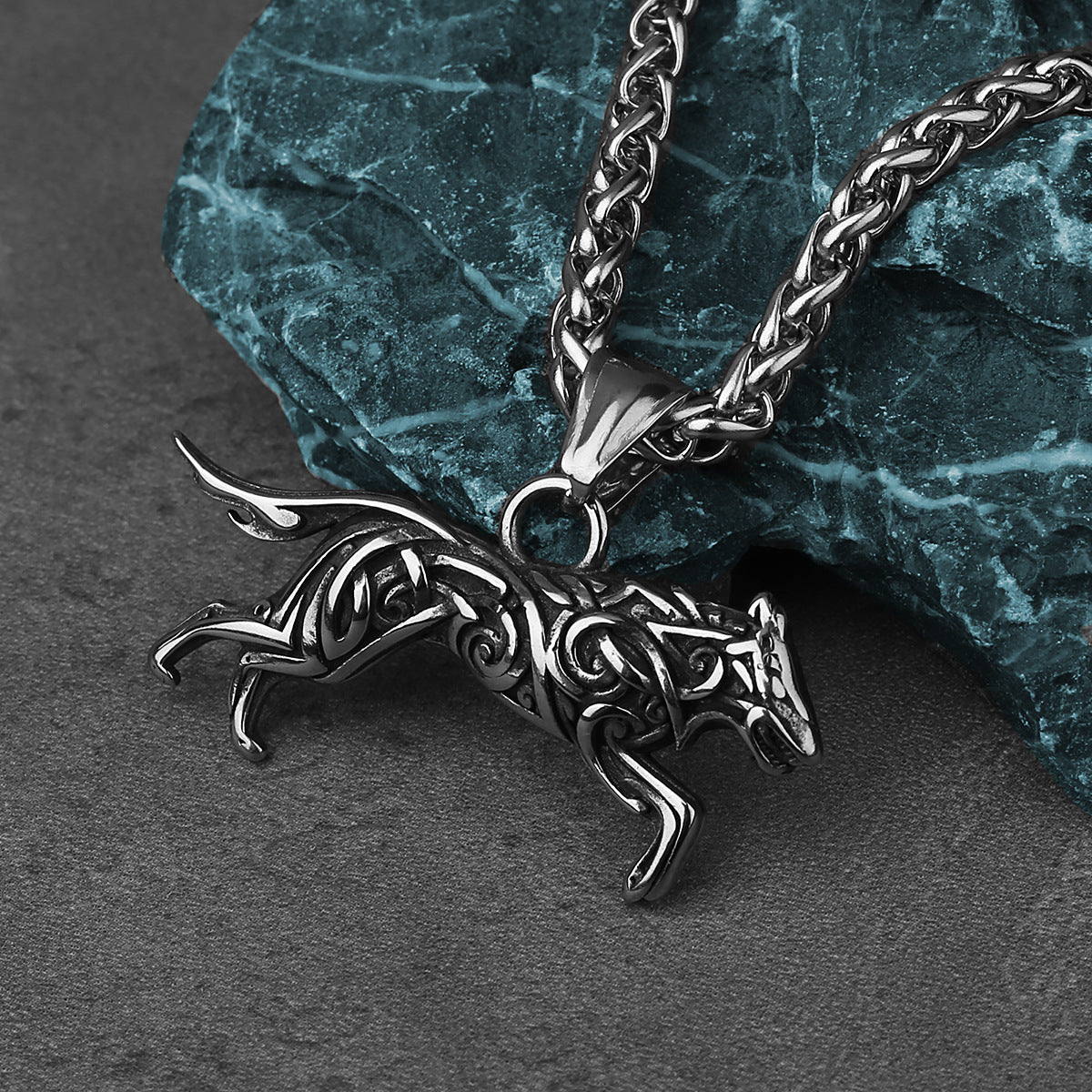 Goth Celtic Wolf Necklace