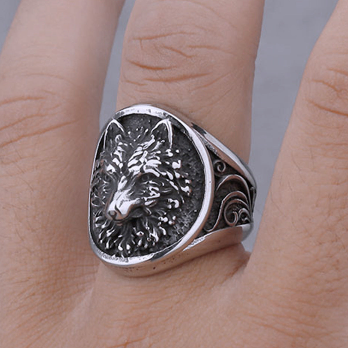 Viking Wolf Fox Animal Titanium Steel Ring