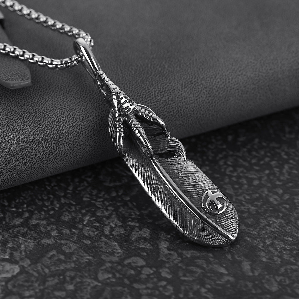 Steel feather talons with necklaces