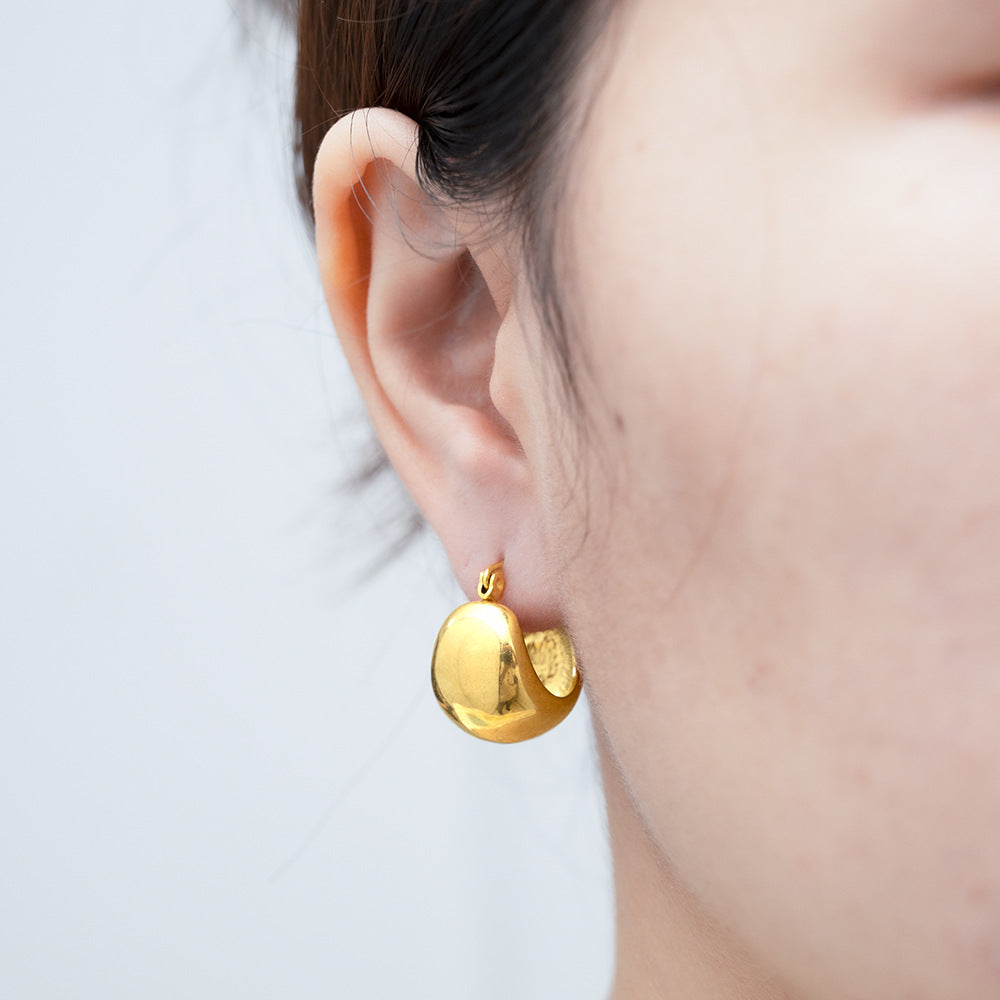 Minimalist Smooth Half Round Earring