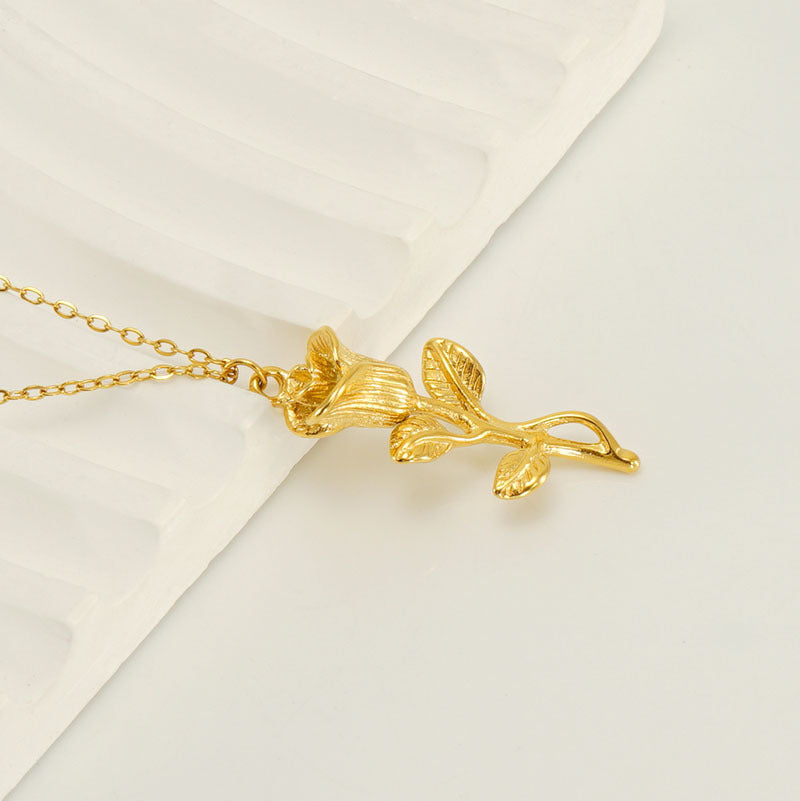 Simple Gold Rose Necklace