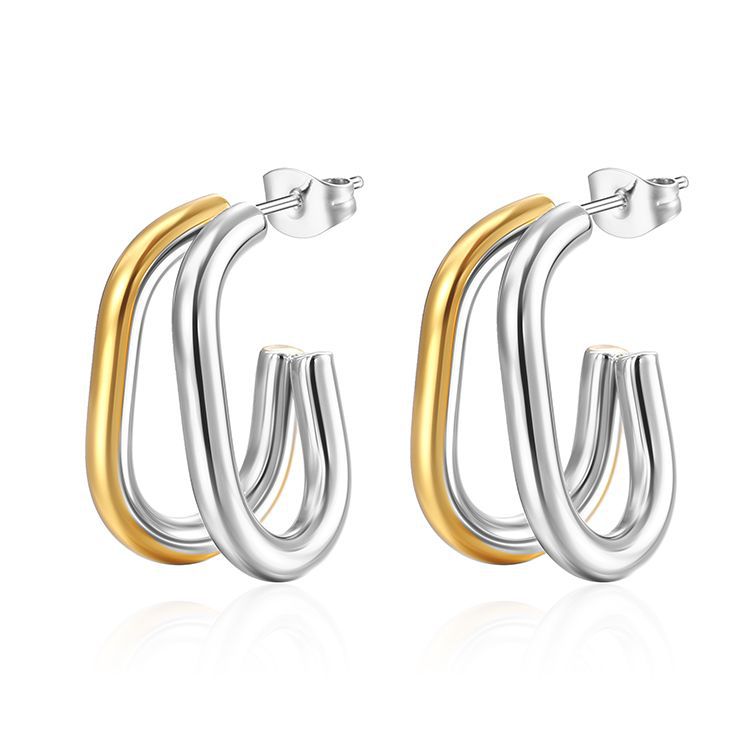 Oval two-thread earring